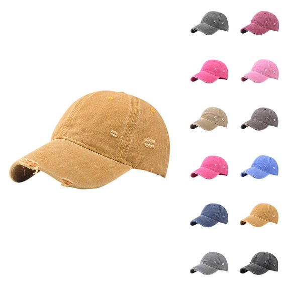 Ripped Distressed Baseball Cap Women Men Summer Adjustable Size Outdoor Sun Hat