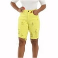 thumbnail image 1 of Ripped Jean Shorts for Women Casual Stretch High Waist Distressed Denim Short Pants with Pockets Knee Length, 1 of 5