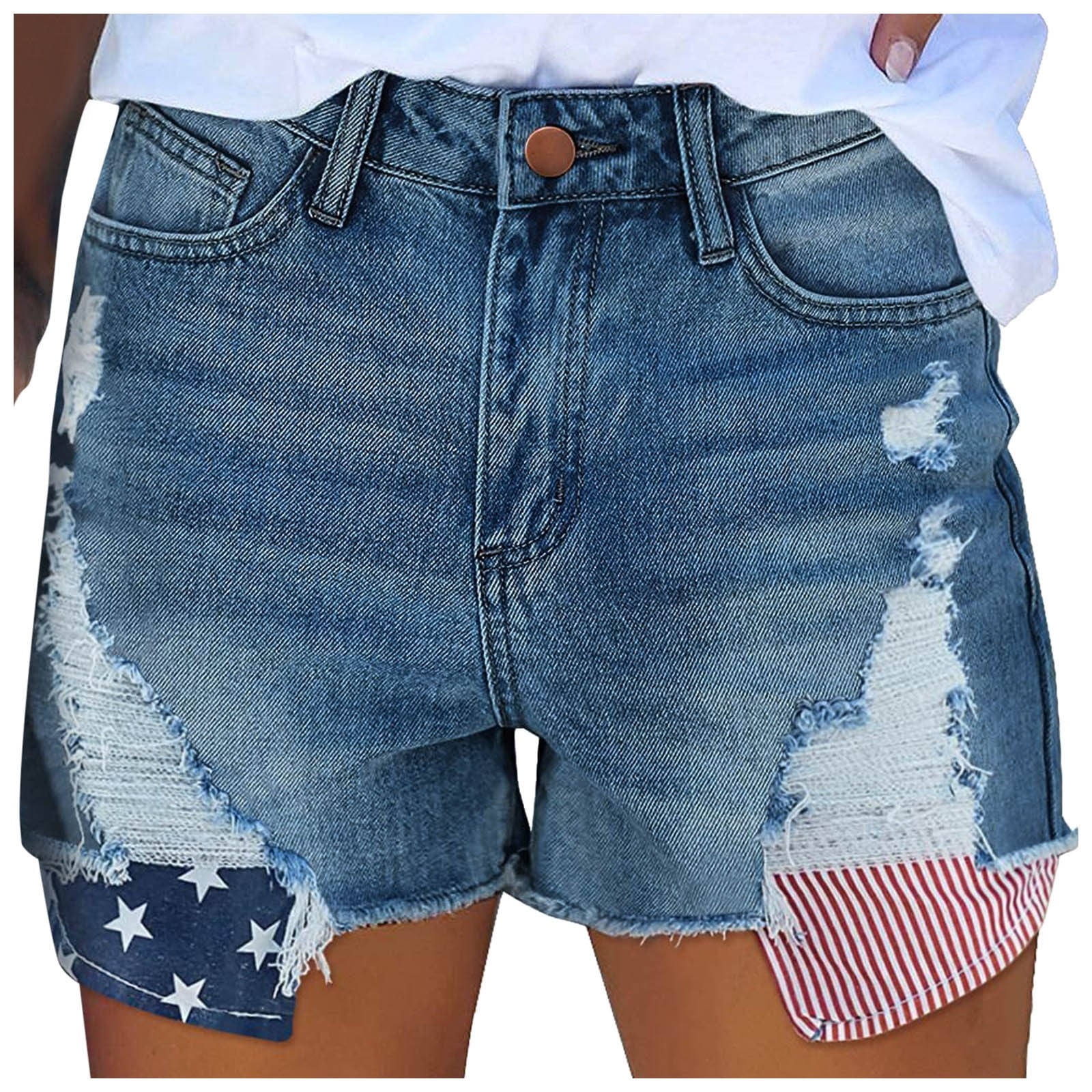 Woleroyir Girls 4th Of July Outfit Set – American Flag T-Shirt & Ripped Denim Shorts For Toddlers 1-6T - View #2