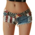 thumbnail image 1 of Ripped Jeans Shorts for Women Summer America Flag Denim Jeans Low Waist Ripped Mini Pants Jeans Loose High Waisted Short with Pockets S-2XL, 1 of 7