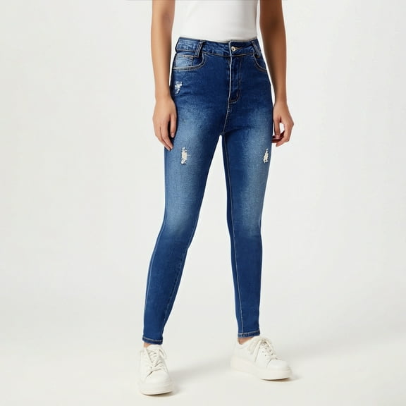 Ripped Jeans Womens Stretchy Skinny Low Rise Distressed Boyfriend Denim Pants Leggings With Pockets Jean Cargo Pants for Women Baggy New Direction on Pants Wide Leg Pants for Women High Waist Women