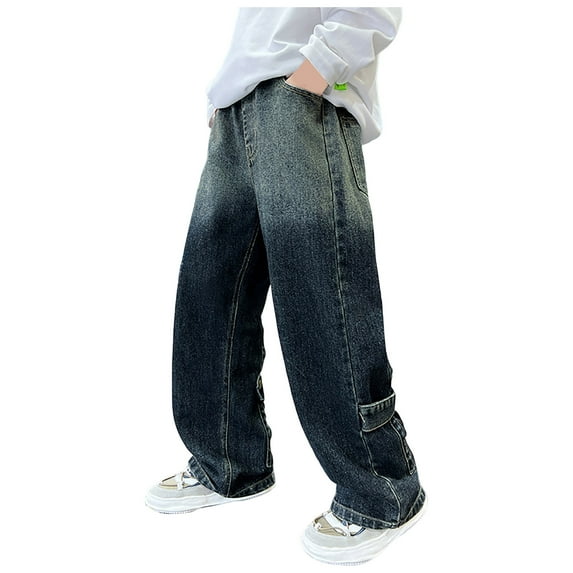 Ripped Jeans for Boys Boy's Ripped Jeans Stacked Skinny Fit Destroyed Distressed Fashion Comfy Denim Jeans Pants Plus Size Jeans Pull On