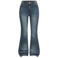 thumbnail image 1 of Ripped Jeans for Girls Girls Wide Leg Jeans Striped/Bow Baggy Denim Pants Teen Elastic Waist Mid Rise Tween Y2K Streetwear 8-14Y, 1 of 4