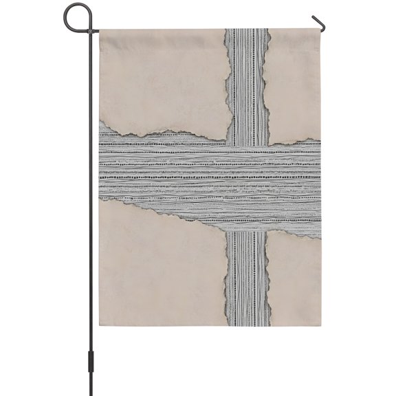 Ripped Paper Garden Flags For Outdoor, Rustic Abstract Beige Back White Textured Small Double Side Yard Flags Weather Proof Garden Decor for Lawn Outside Holiday 12 x 18 Inches