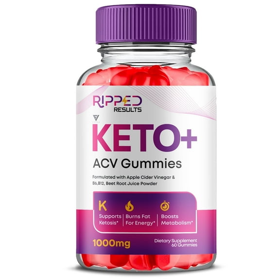 Ripped Results Keto + ACV 1000mg Healthy Gummies Vitamin B12 Vitamin B6 Apple Cider Vinegar Reviews (60 Gummies)