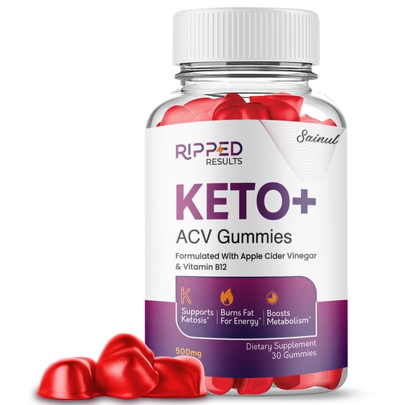 Ripped Results Keto ACV Gummies, Maximum Strength, Apple Cider Vinegar, 1 Month Supply Dietary Supplement (1 Pack)