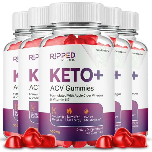 Ripped Results Keto ACV Gummies, Maximum Strength, Apple Cider Vinegar, 5 Month Supply Dietary Supplement (5 Pack)