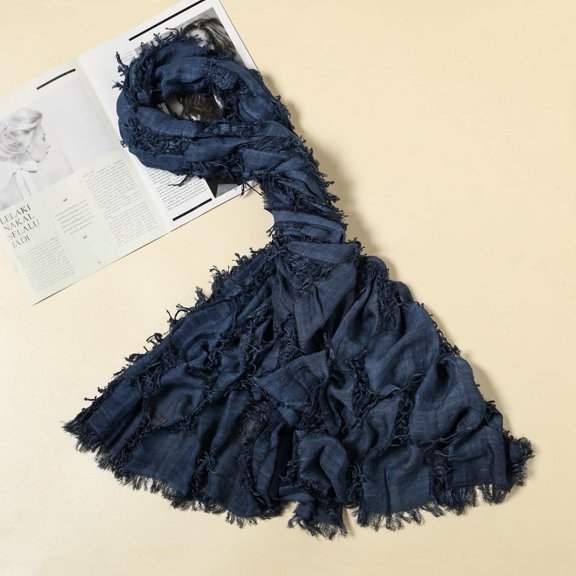 Ripped Scarf for Men Lightweight Cotton Linen Solid Color Vintage Streetwear Scarves