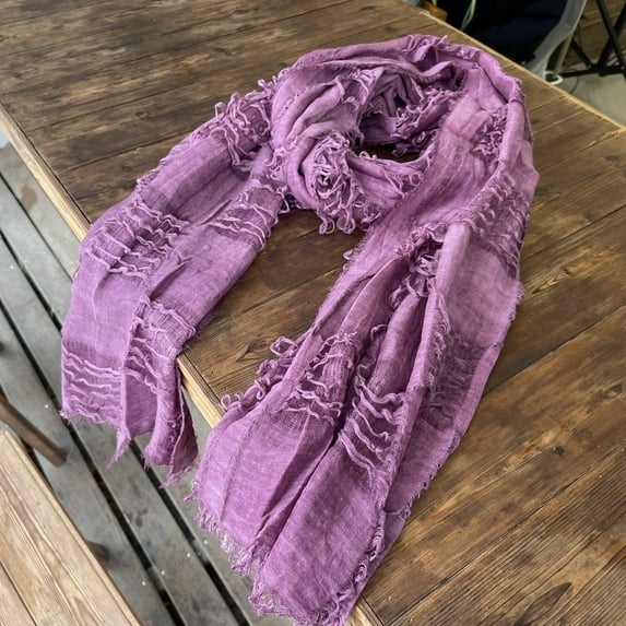 Ripped Scarf for Men Lightweight Cotton Linen Solid Color Vintage Streetwear Scarves