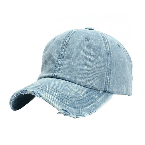 Ripped Sun Hat Wide Brim Washed Round Top Tie-Dye Adjustable Unisex Quick Drying Baseball Cap for Outdoor