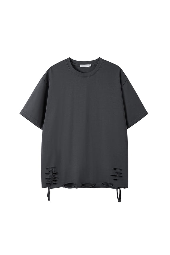 Ripped T Shirts for Men M-5X Big & Tall Short Sleeve Crewneck Tees Tops Plus Size Mens Casual Solid Pullover Slim Comfort Basic Tshirts