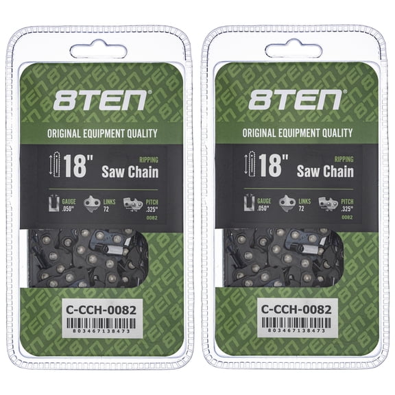Ripping Chainsaw Chain 18 inch .050 .325 72DL for Echo Husqvarna Poulan 2 Pack 810-CCC2204H