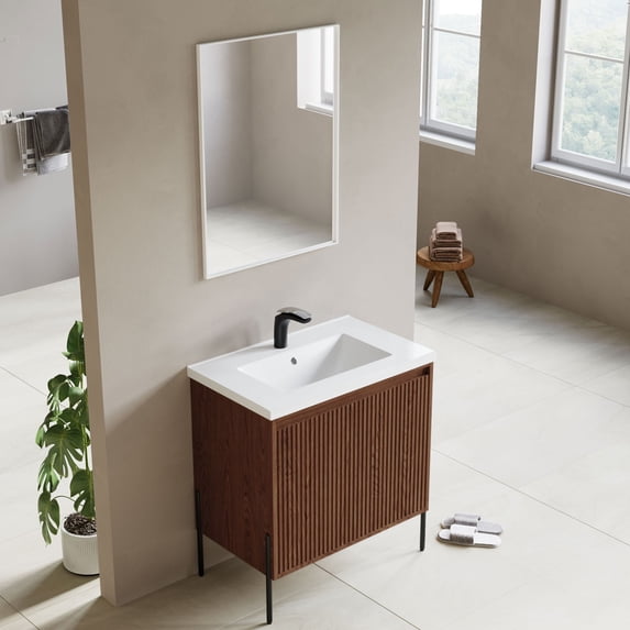 Ripple 30" Single Bathroom Vanity Set Walnut