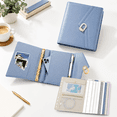 Zipper A5 Ripple Blue Faux Leather A5 6-Ring Refillable Planner with Zipper Pouch ...