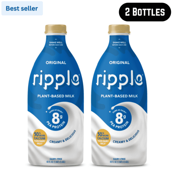 Ripple Dairy-Free Plant-Based Original Milk, 48 fl oz, 2 Pack
