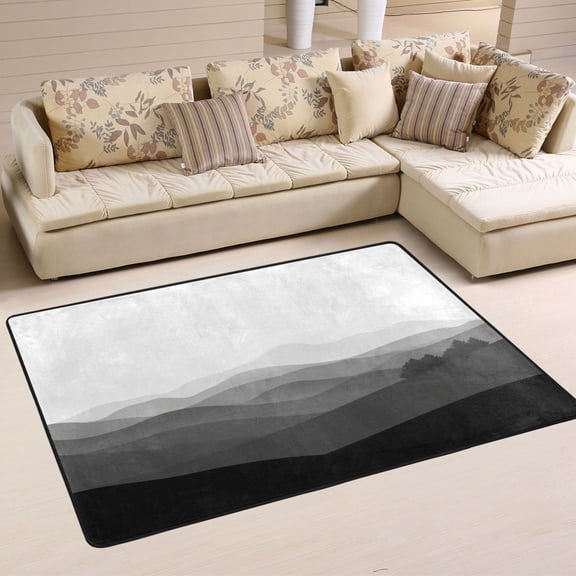 Ripple Design Mountain Range Soft Polyester Area Rug 36''x24'', Non Slip, Memory Foam, Water Absorbent