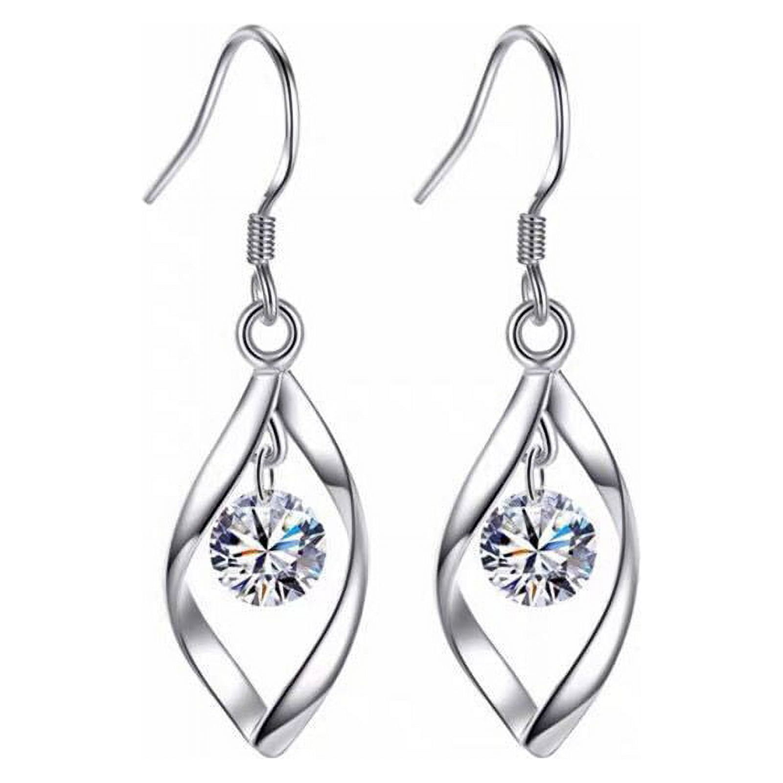 Ripple Diamond Stars Stud Earrings,Long Diamond Pendant Hypoallergenic