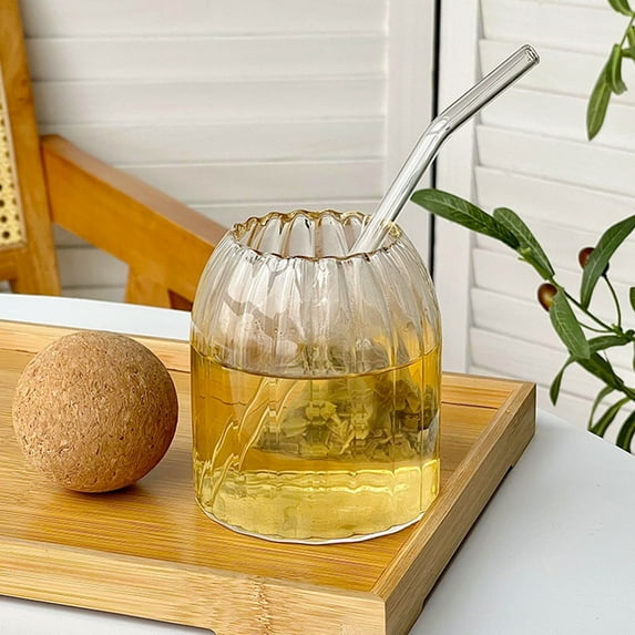 Ripple Drinking Glasses - 16.9 oz Kitchen Vintage Wavy Drinking Glasses- Unique Ribbed Glassware For Weddings, Cocktails, Glass Cup Coffee Mug, 1PC