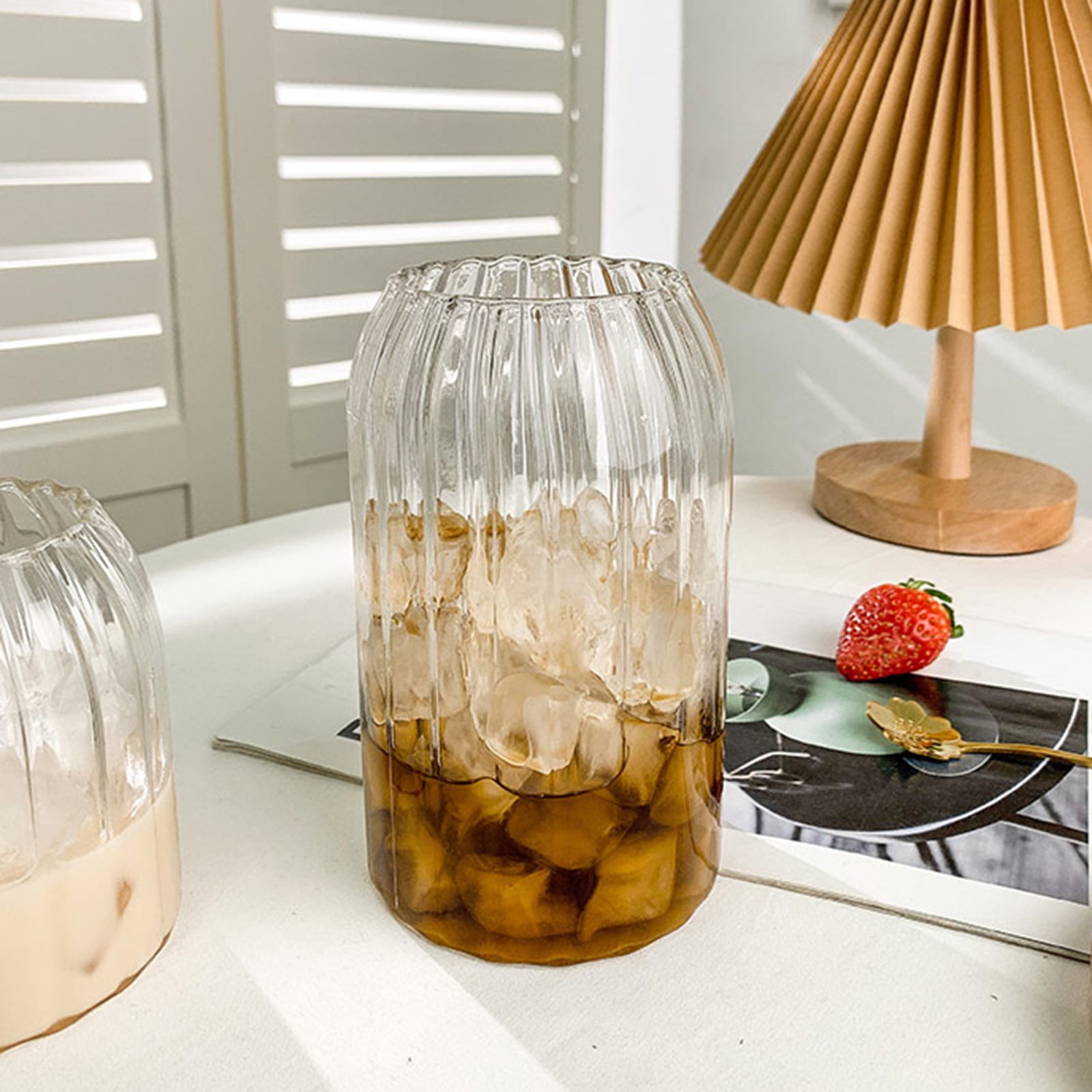 Ripple Drinking Glasses - 25.4 oz Kitchen Vintage Wavy Drinking Glasses ...