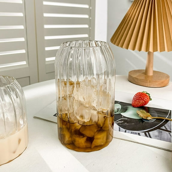 Ripple Drinking Glasses - 25.4 oz Kitchen Vintage Wavy Drinking Glasses- Unique Ribbed Glassware For Weddings, Cocktails, Glass Cup Coffee Mug, 1PC