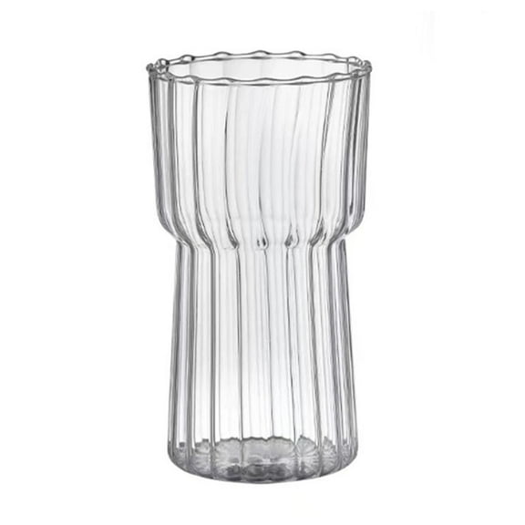 Ripple Drinking Glasses, 25 oz Ribbed Glassware Glass Cups Vintage Fluted Glassware Ribbed Coupe Glass Origami Style Glass Cup Coffee Mug for Cocktail