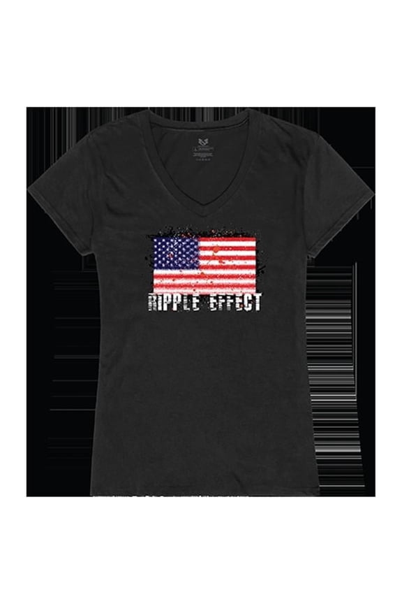 Ripple Effect Graphic V-Neck T-Shirts, Black - Small