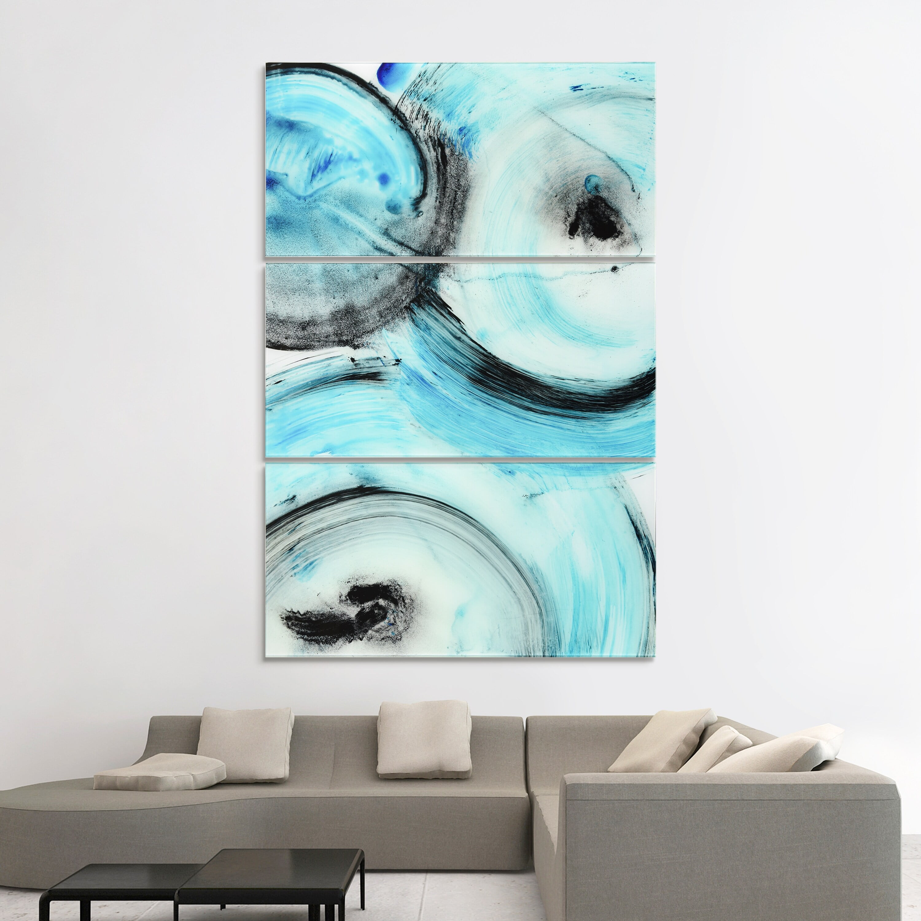 Ripple Effect IV Blue Abstract 3-Piece Wall Art Set