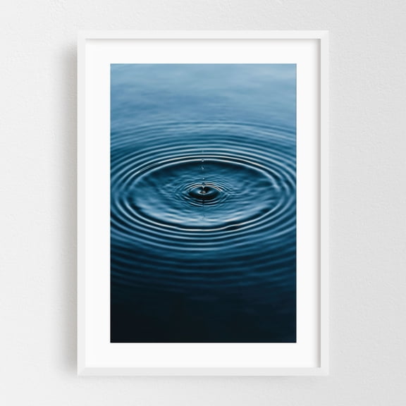 Ripple Effect in Water - Photography Water Minimalist Nature Calm Abstract Zen White Framed Wall Art Print 5 x 7 inches