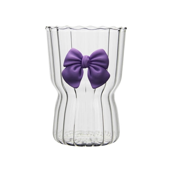 Ripple Glass Cup Bow Stripe Retro Glassware Ideal for Coffee Juice Water Tea Drinkware