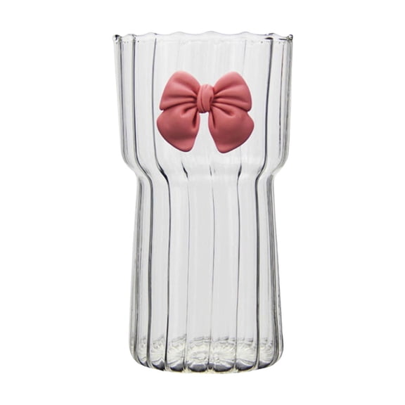 Ripple Glass Cup Bow Stripe Retro Glassware Ideal for Coffee Juice Water Tea Drinkware