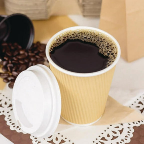 Ripple Hot Cups, 12 oz, Kraft/White, 500/Carton