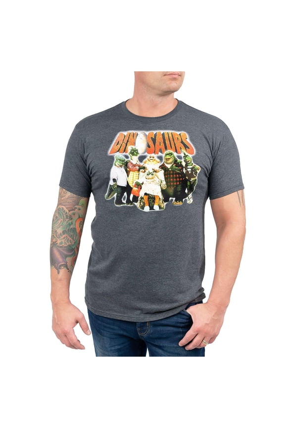 Ripple Junction ABC's Dinosaurs Logo & Cast Men's Grey T-Shirt - Large Unisex
