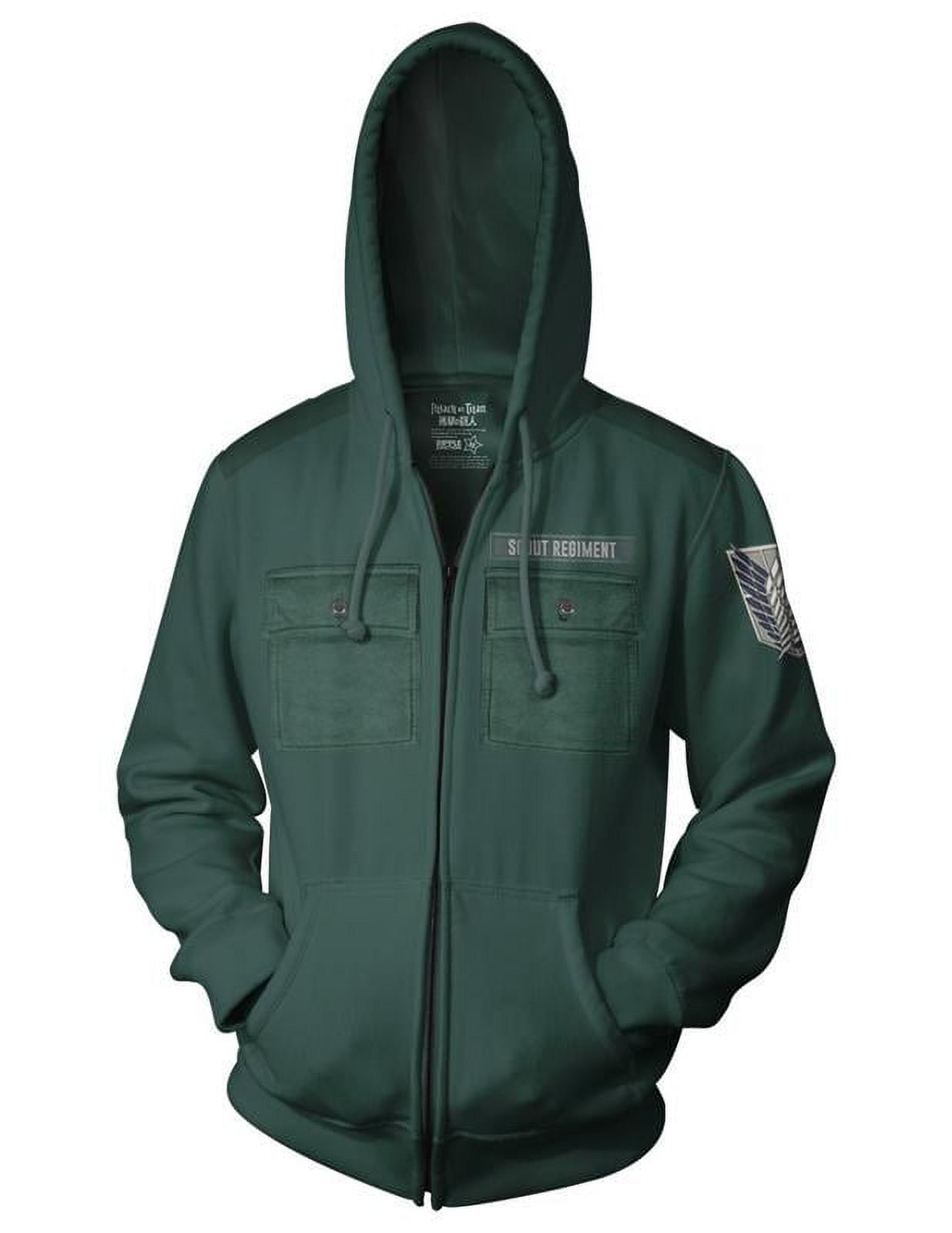 Men s Large Green Attack On Titan Scout Regiment Zip Hoodie Anime Sweatshirt Walmart
