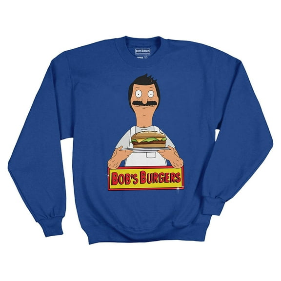Bob's Burgers Shiny Burger Royal Blue Sweatshirt, Large