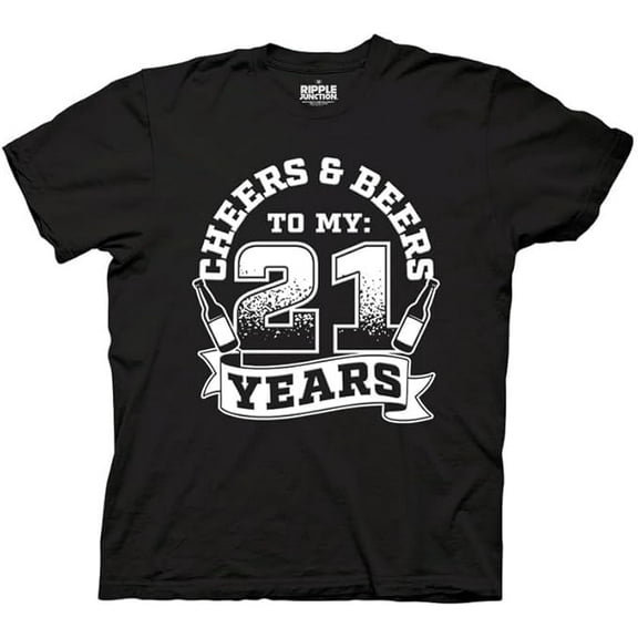 Ripple Junction Cheers & Beers to My 21 Years Birthday Men's Graphic T-Shirt 2X-Large Black