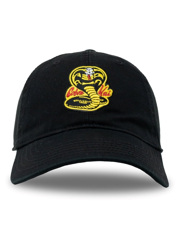 Cobra Kai Dad Hat Embroidered Dojo Logo Adjustable Baseball Cap Black Officially Licensed
