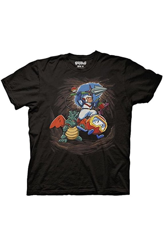 Dig Dug Illustration Adult T-Shirt Black