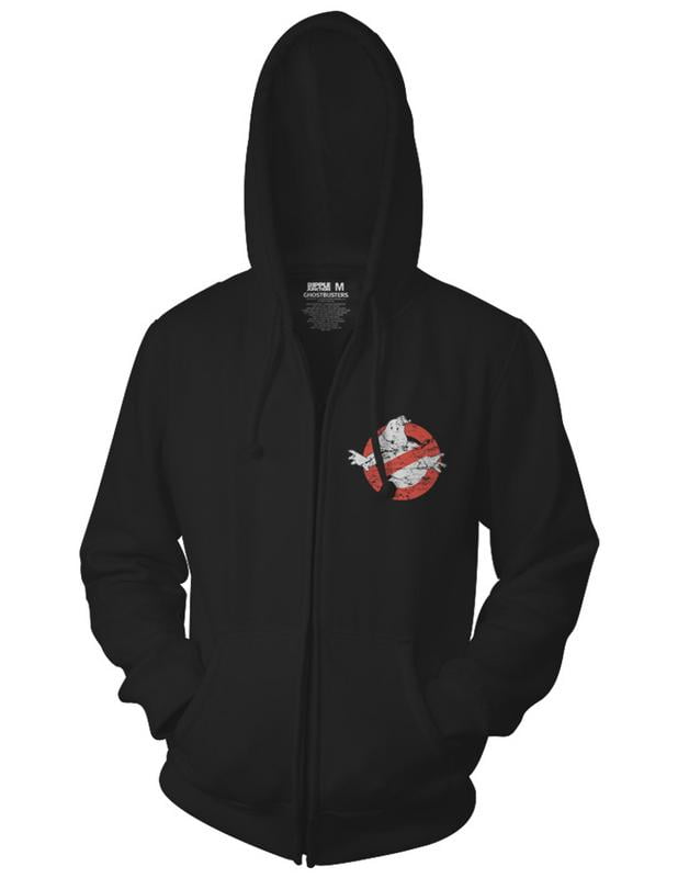 Ripple Junction Ghostbusters Adult I Ain't Afraid Distressed Full Zip Fleece Hoodie Black