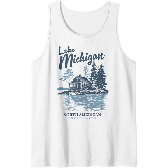 Ripple Junction Lake Michigan Lakeside Cabin Souvenir Tank Top Size S-3XL