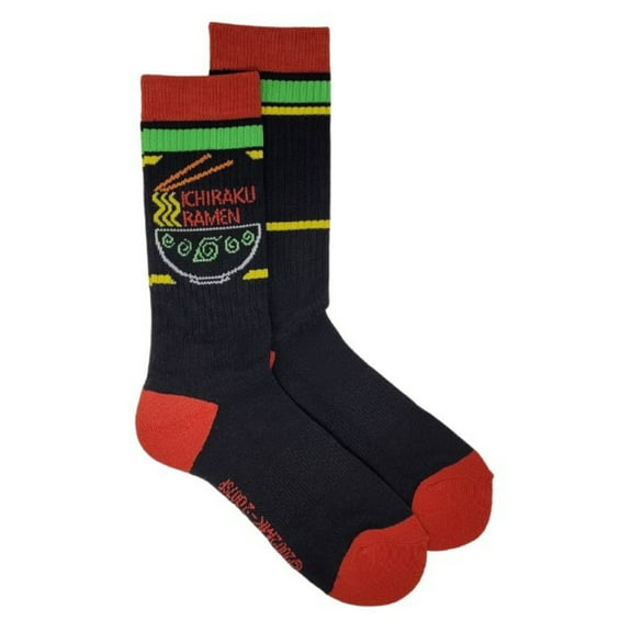 Naruto Shippuden Adult Crew Socks Ichiraku Ramen Stylized Black Anime Officially Licensed One Size