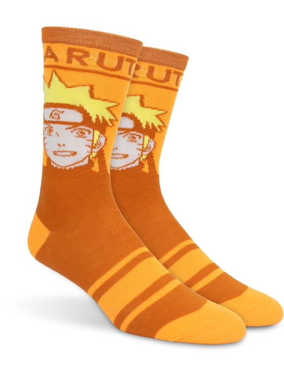 Naruto Shippuden Adult Crew Socks Naruto Face with Name Anime Officially Licensed One Size
