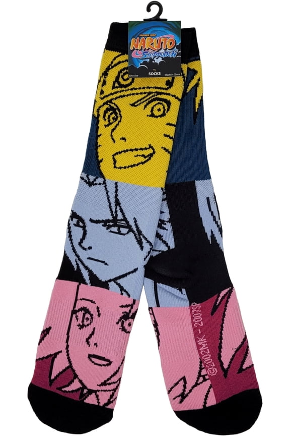 Naruto Shippuden Adult Crew Socks Triple Portrait Anime Officially Licensed One Size