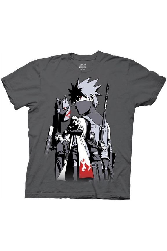 Men's Kakashi Story Light Weight 100% Cotton Crew T-Shirt Large Charcoal