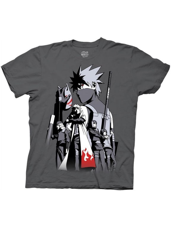 Men's Kakashi Story Light Weight 100% Cotton Crew T-Shirt Large Charcoal