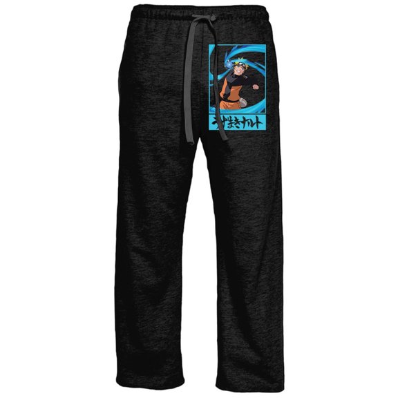 Naruto Shippuden Men's Lounge Pants Naruto Rasengan Attack Pose Heather Charcoal Anime Officially Licensed Sizes S-2XL