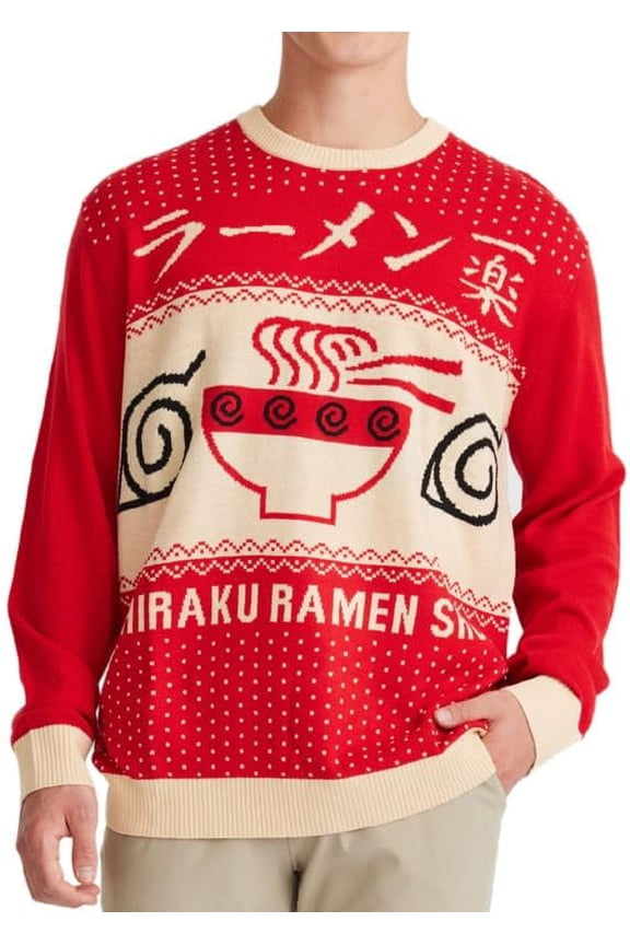 Naruto Shippuden Men's Pullover Sweater Ichiraku Ramen Shop Bowl Anime Design
