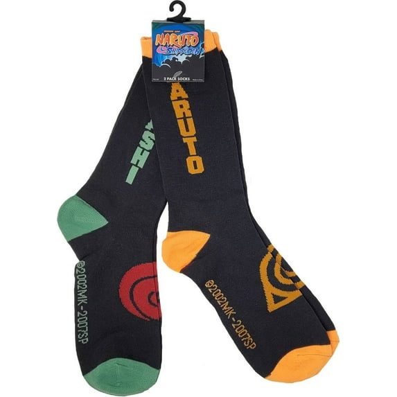Naruto Shippuden Naruto and Kakashi Symbols 2-Pack Novelty Crew Socks
