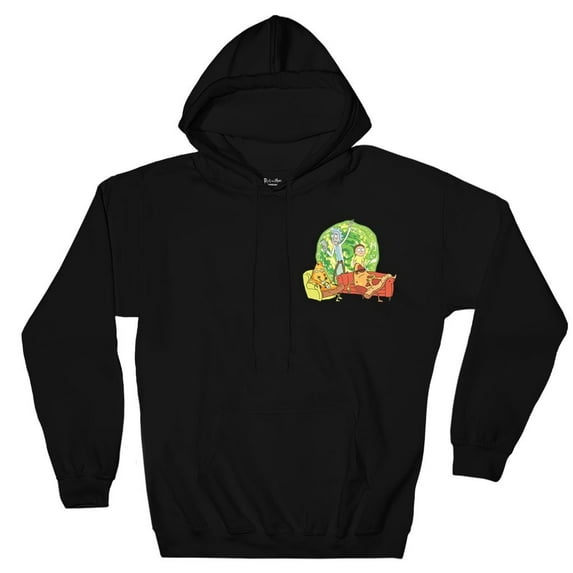 Ripple Junction Rick and Morty Adult Unisex Pizza Portal Pull Over Fleece Hoodie Medium Black