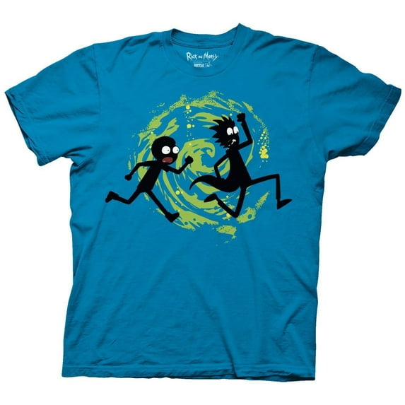 Rick and Morty Forever Silhouettes Adult Unisex Graphic T-Shirt Medium Turquoise