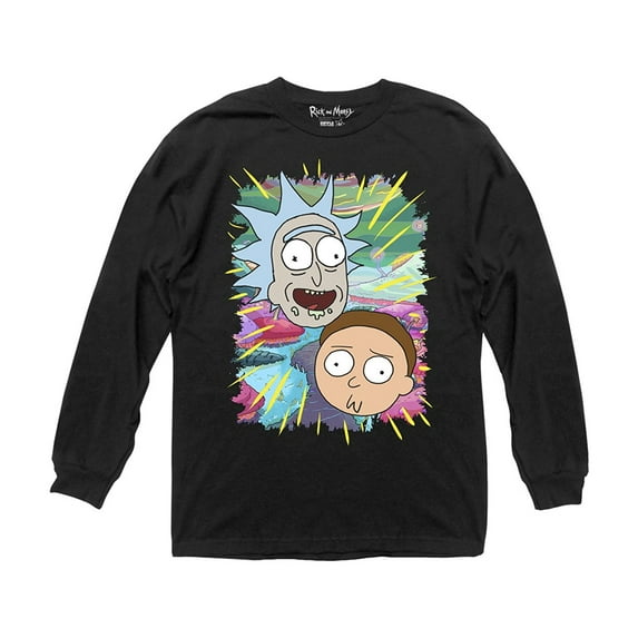 Ripple Junction Rick and Morty Jungle Warp Faces Long Sleeve Large Black